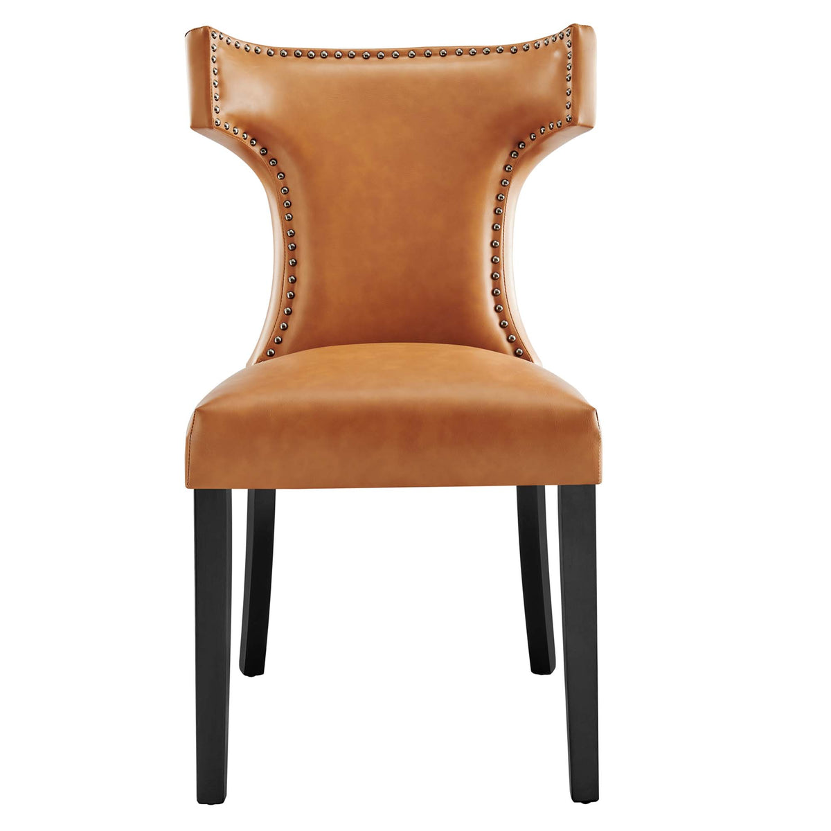 Curve Vegan Leather Dining Chair - Tan