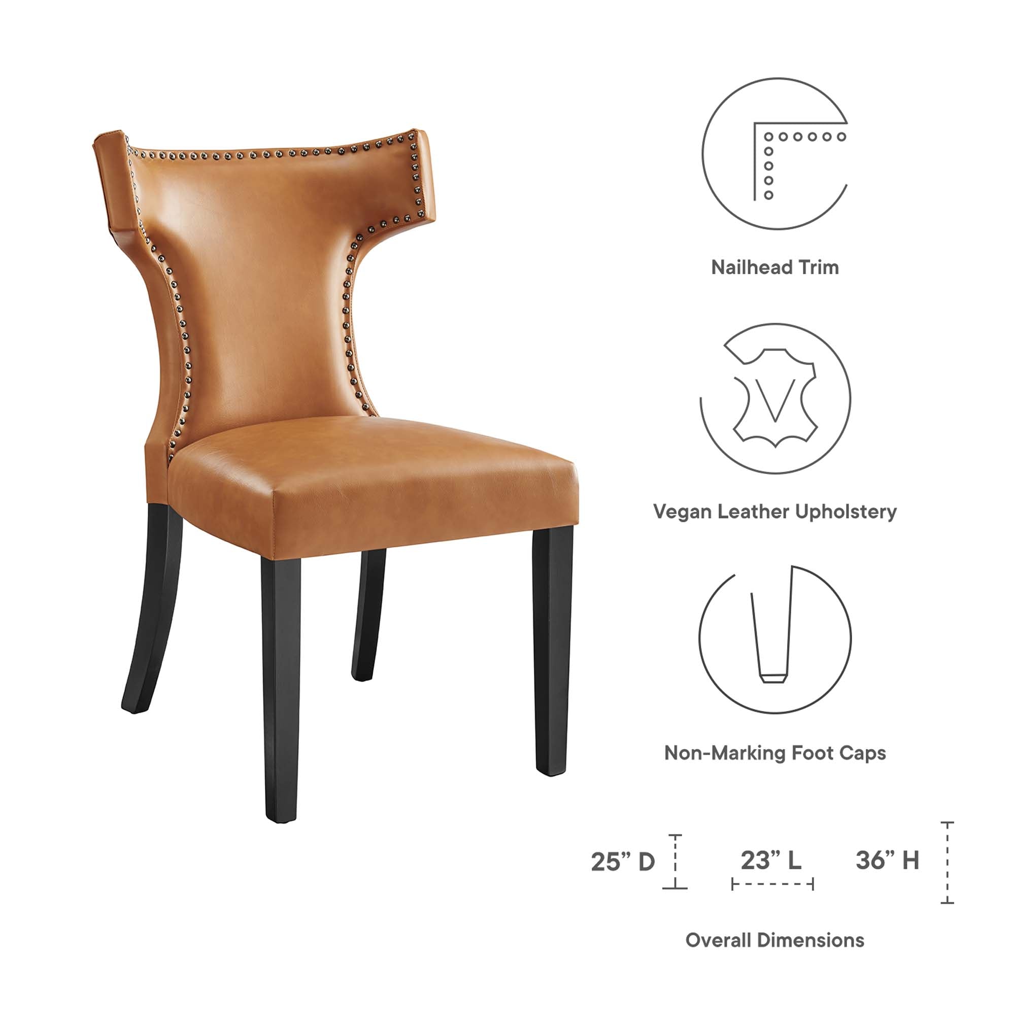 Curve Vegan Leather Dining Chair - Tan