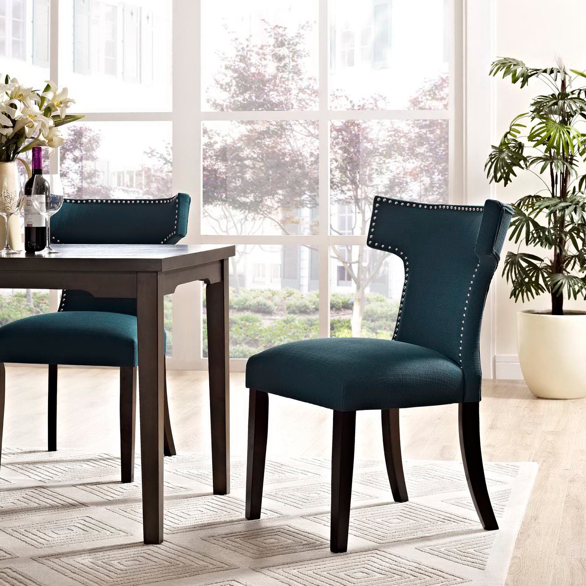 Curve Fabric Dining Chair - Azure