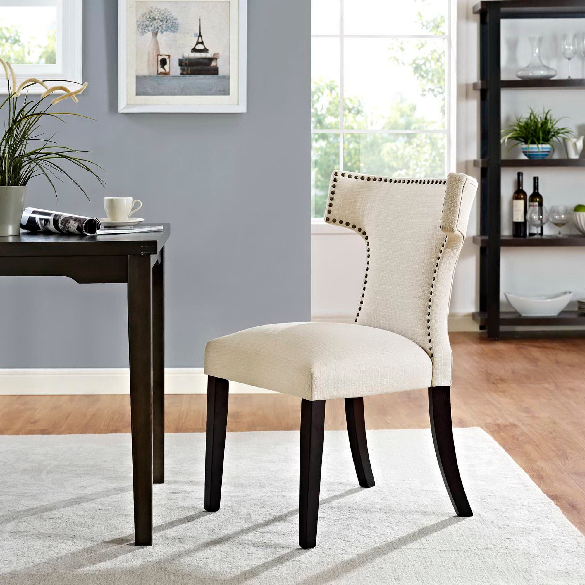 Curve Fabric Dining Chair - Beige