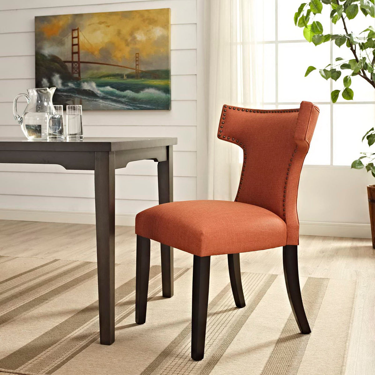 Curve Fabric Dining Chair - Orange