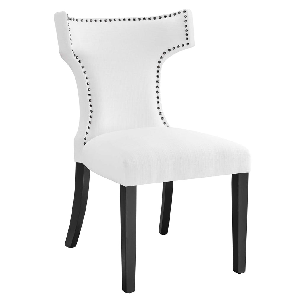 Curve Fabric Dining Chair - White