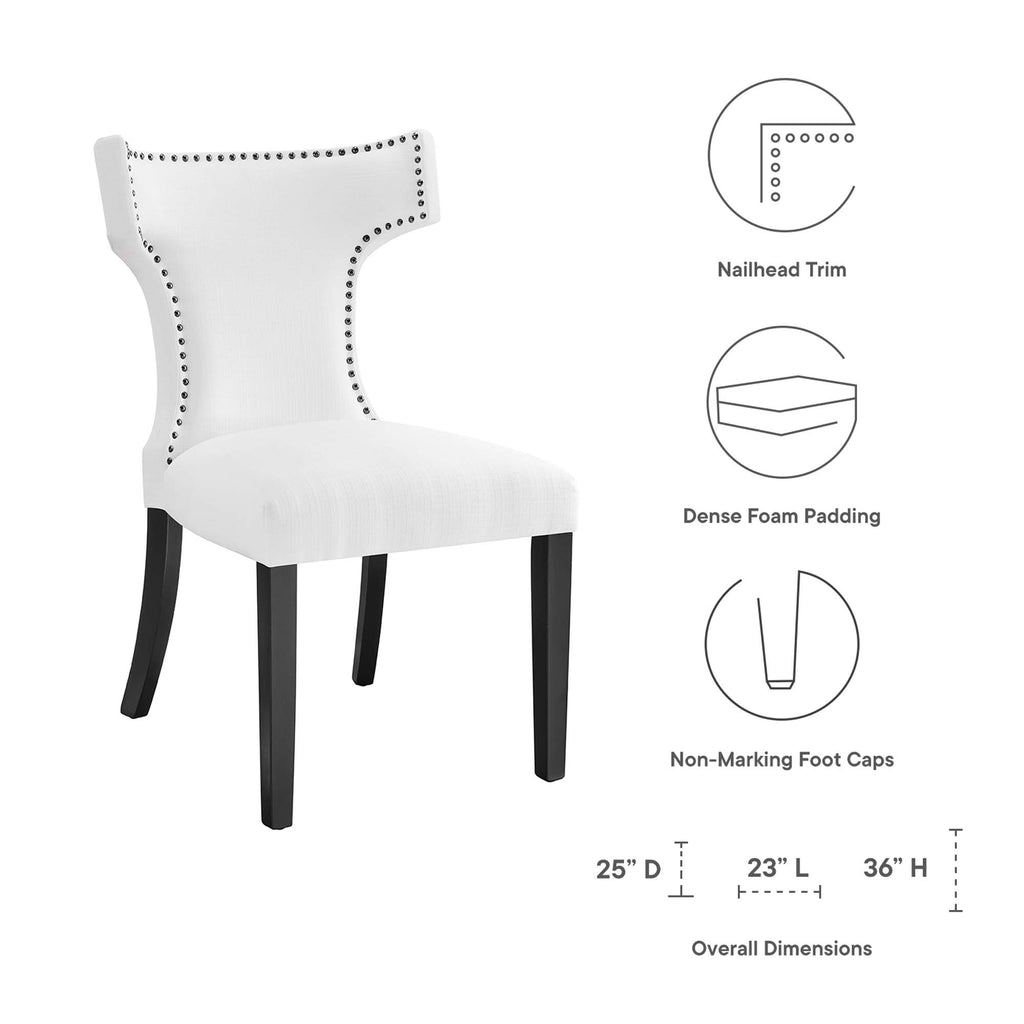 Curve Fabric Dining Chair - White