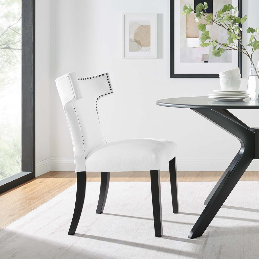 Curve Fabric Dining Chair - White