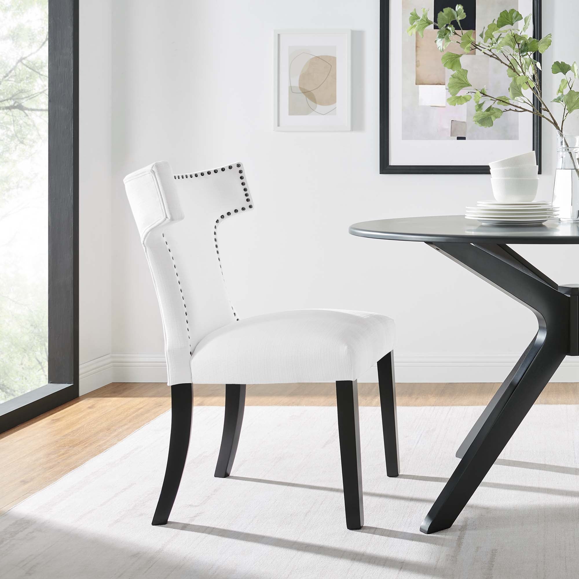 Curve Fabric Dining Chair - White