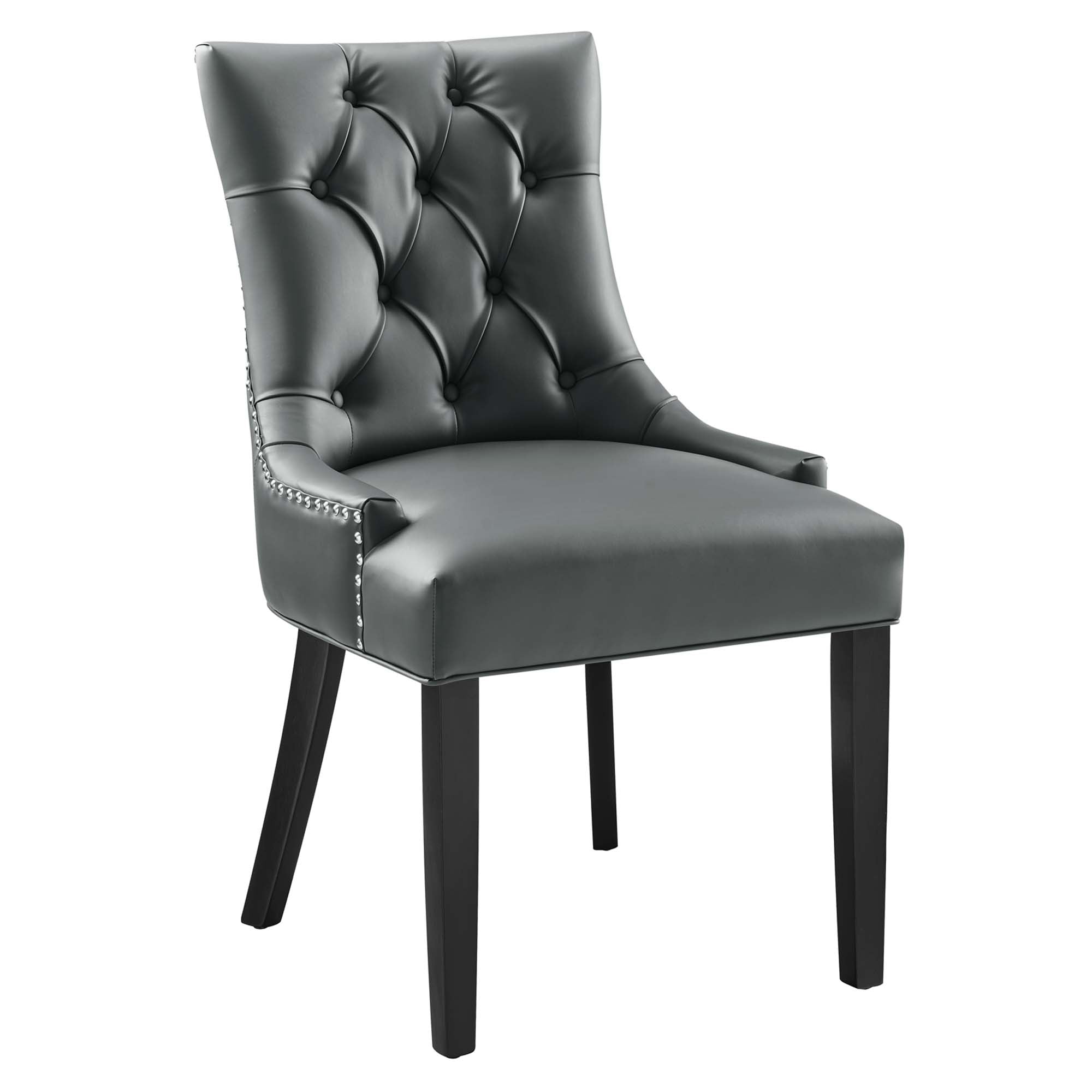 Regent Tufted Vegan Leather Dining Chair - Gray