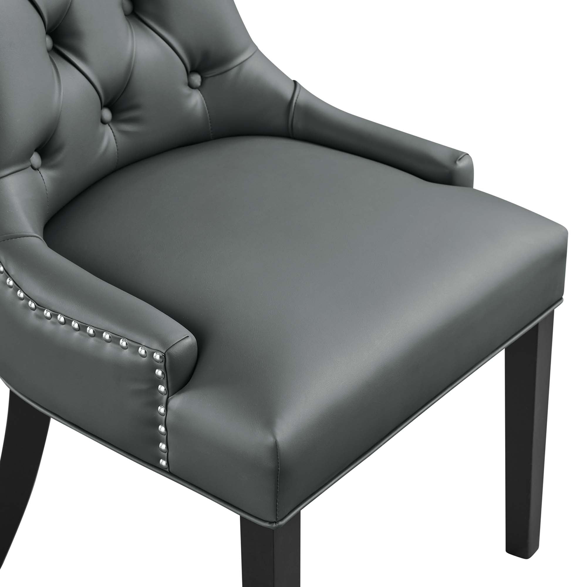 Regent Tufted Vegan Leather Dining Chair - Gray