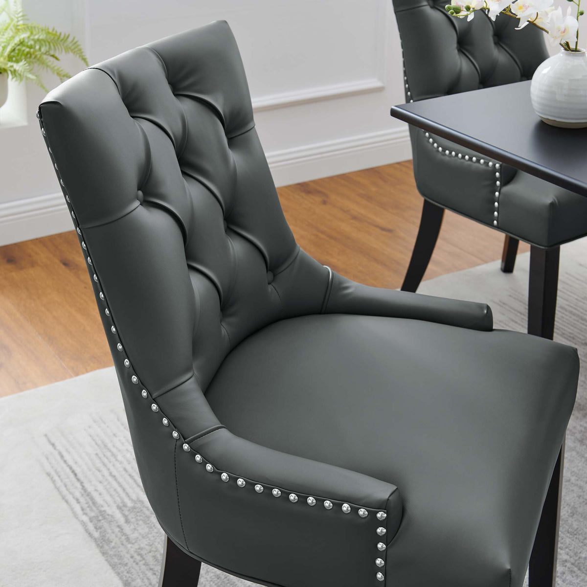 Regent Tufted Vegan Leather Dining Chair - Gray