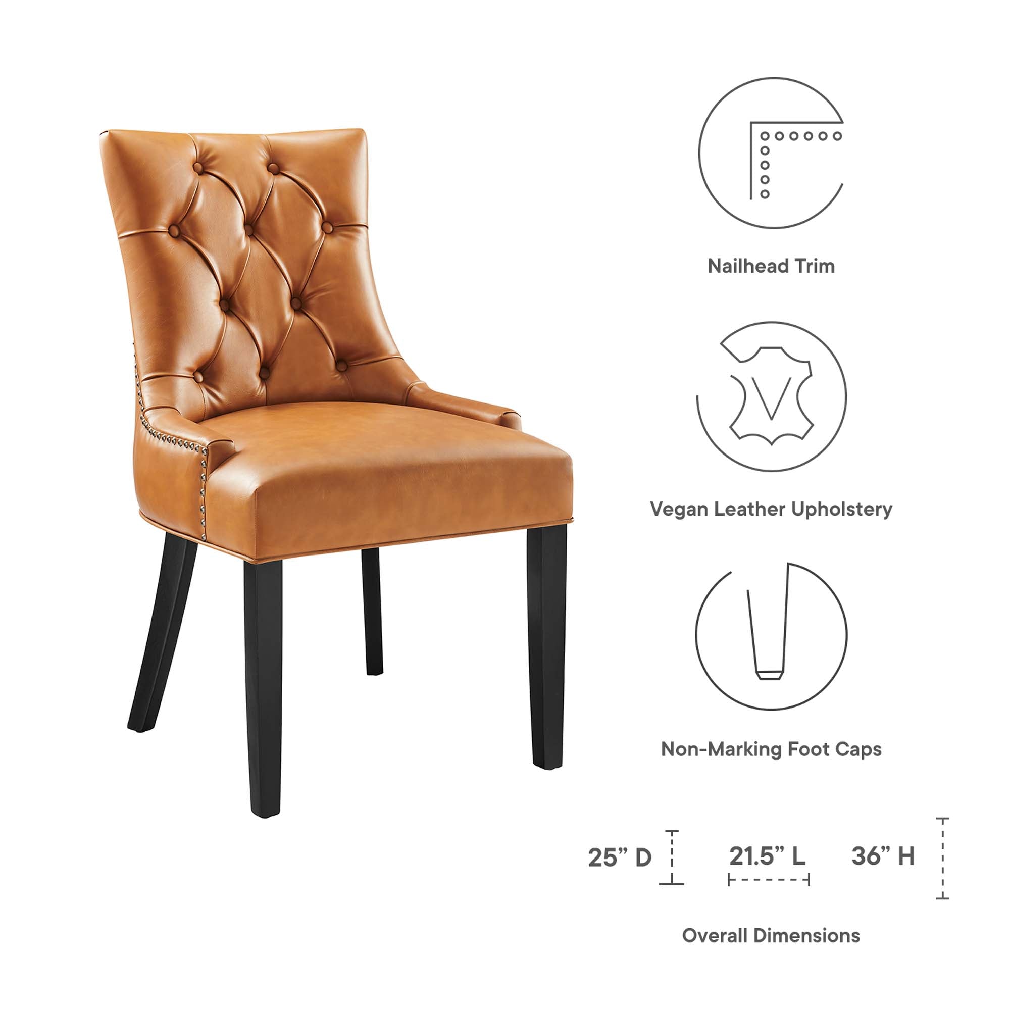 Regent Tufted Vegan Leather Dining Chair - Tan