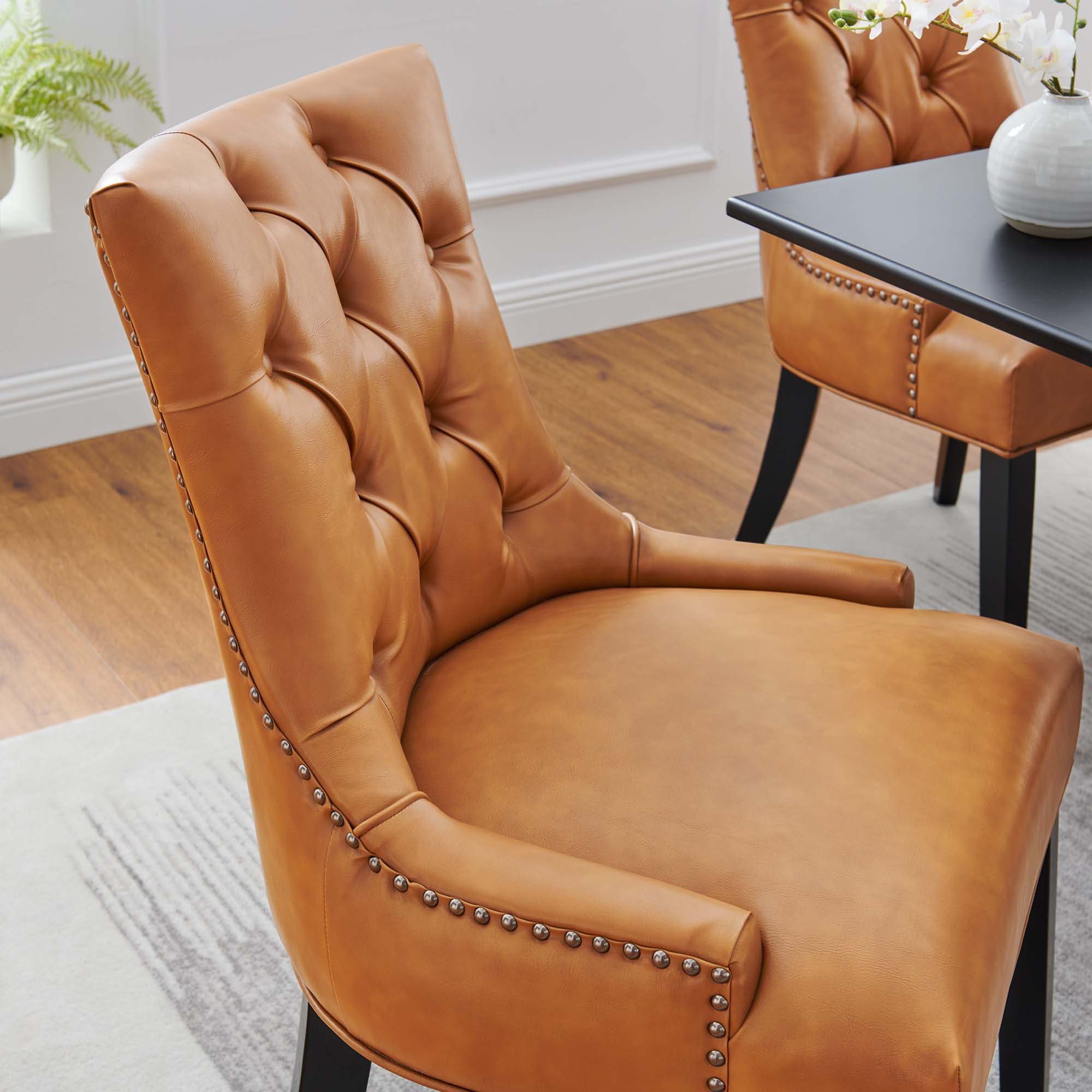 Regent Tufted Vegan Leather Dining Chair - Tan