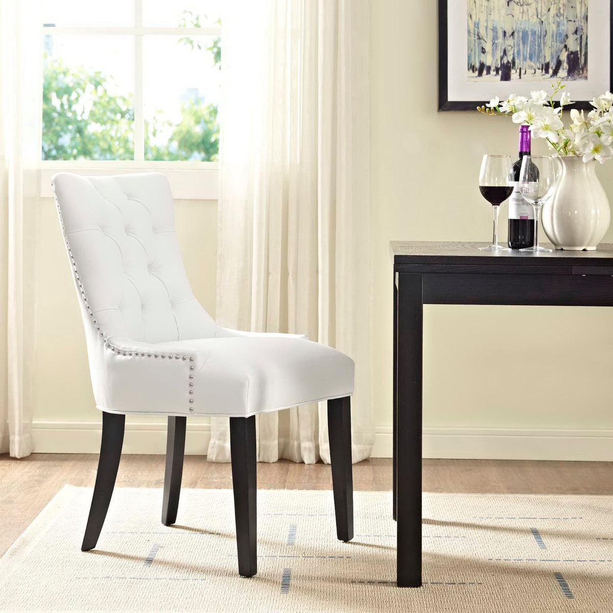 Regent Tufted Vegan Leather Dining Chair - White