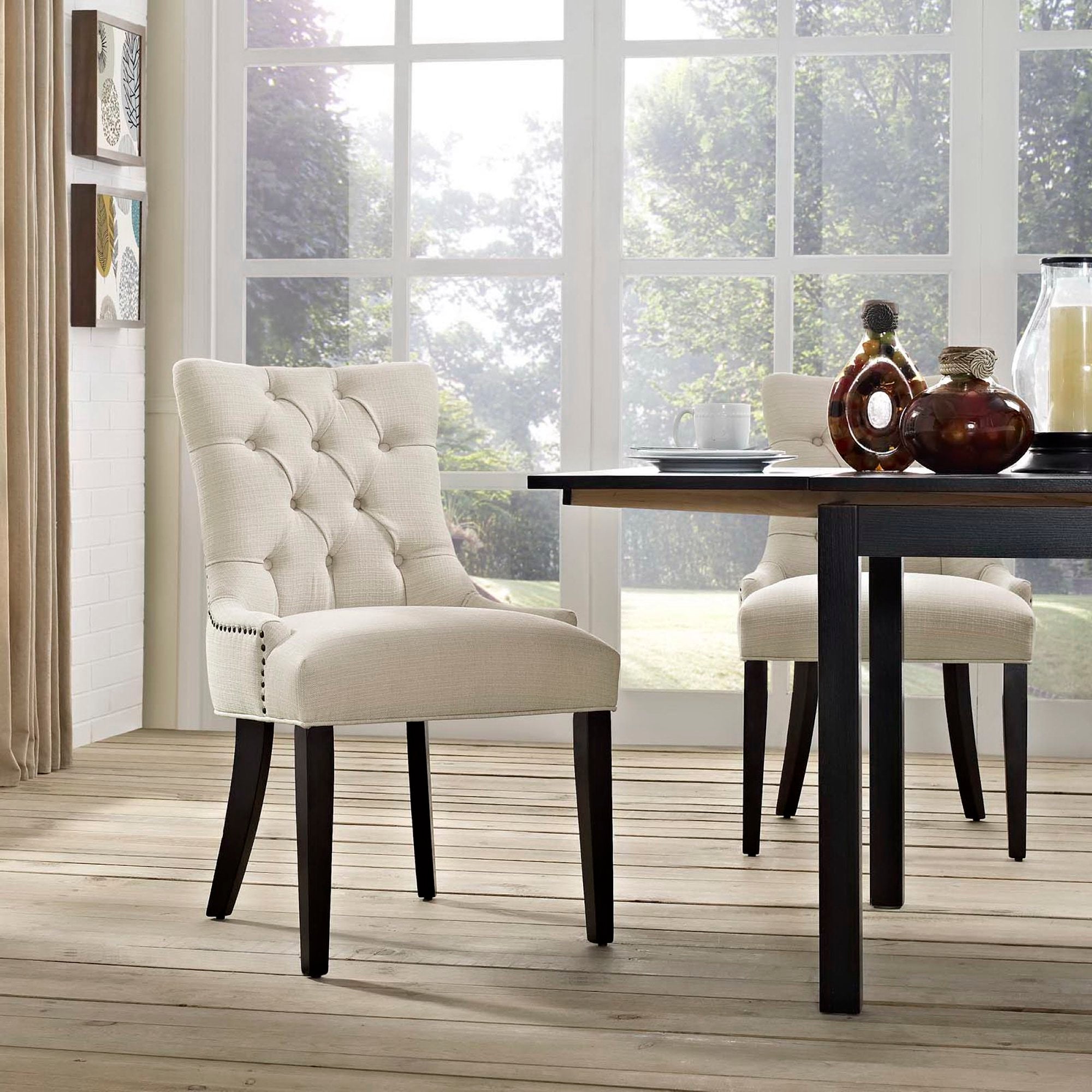 Regent Tufted Fabric Dining Chair - Beige
