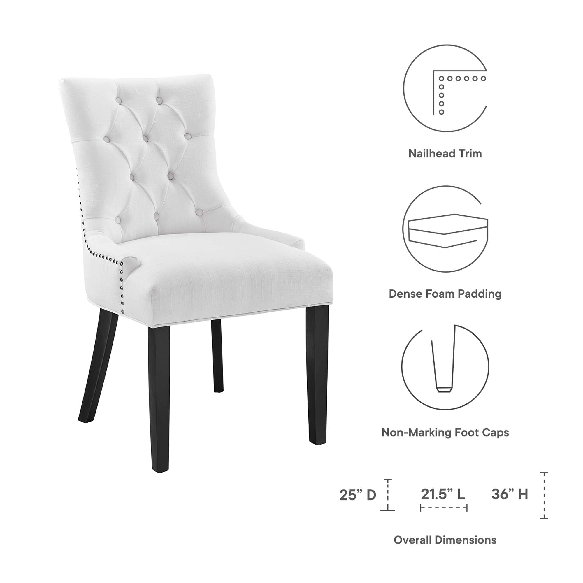 Regent Tufted Fabric Dining Chair - White