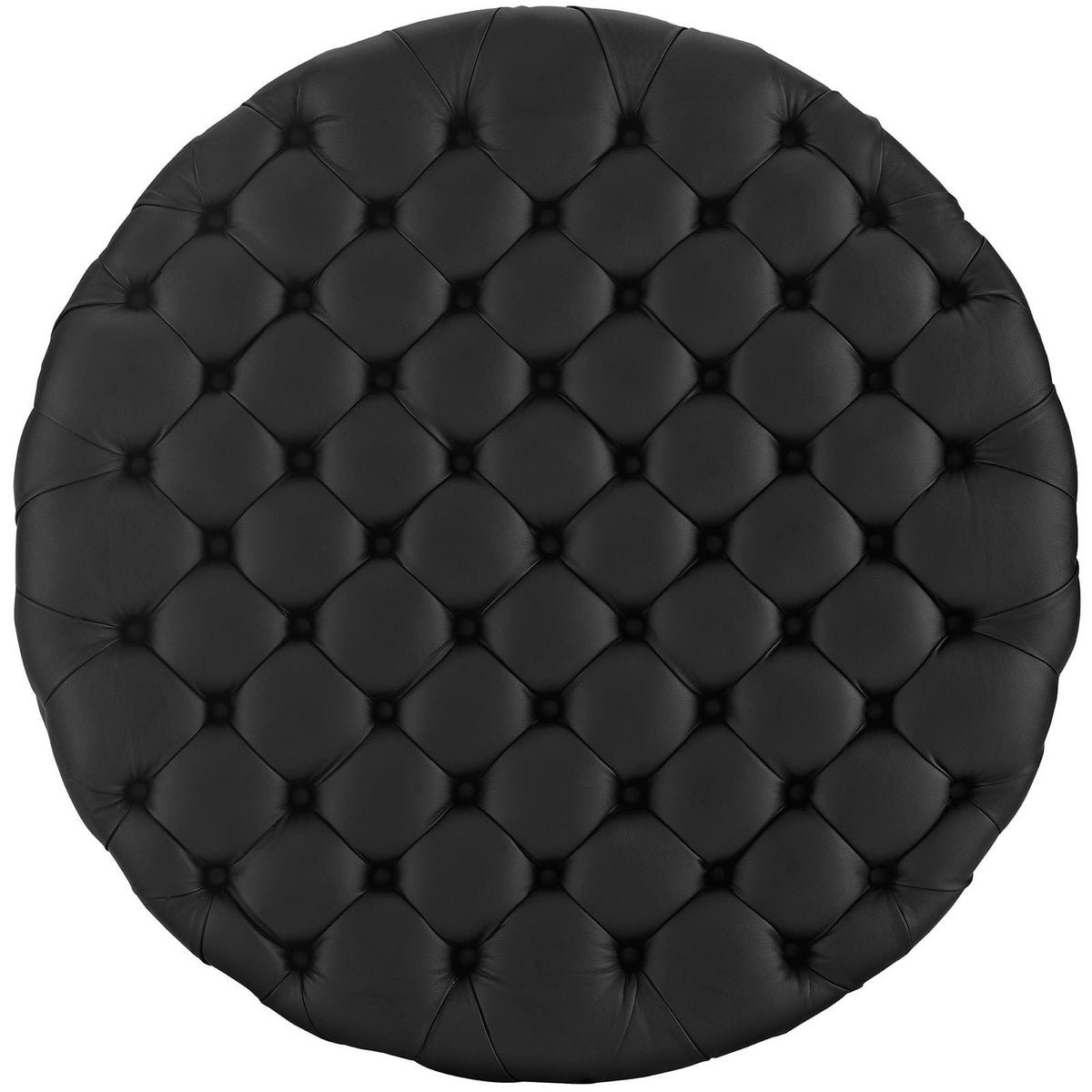 Amour Upholstered Vinyl Ottoman - Black