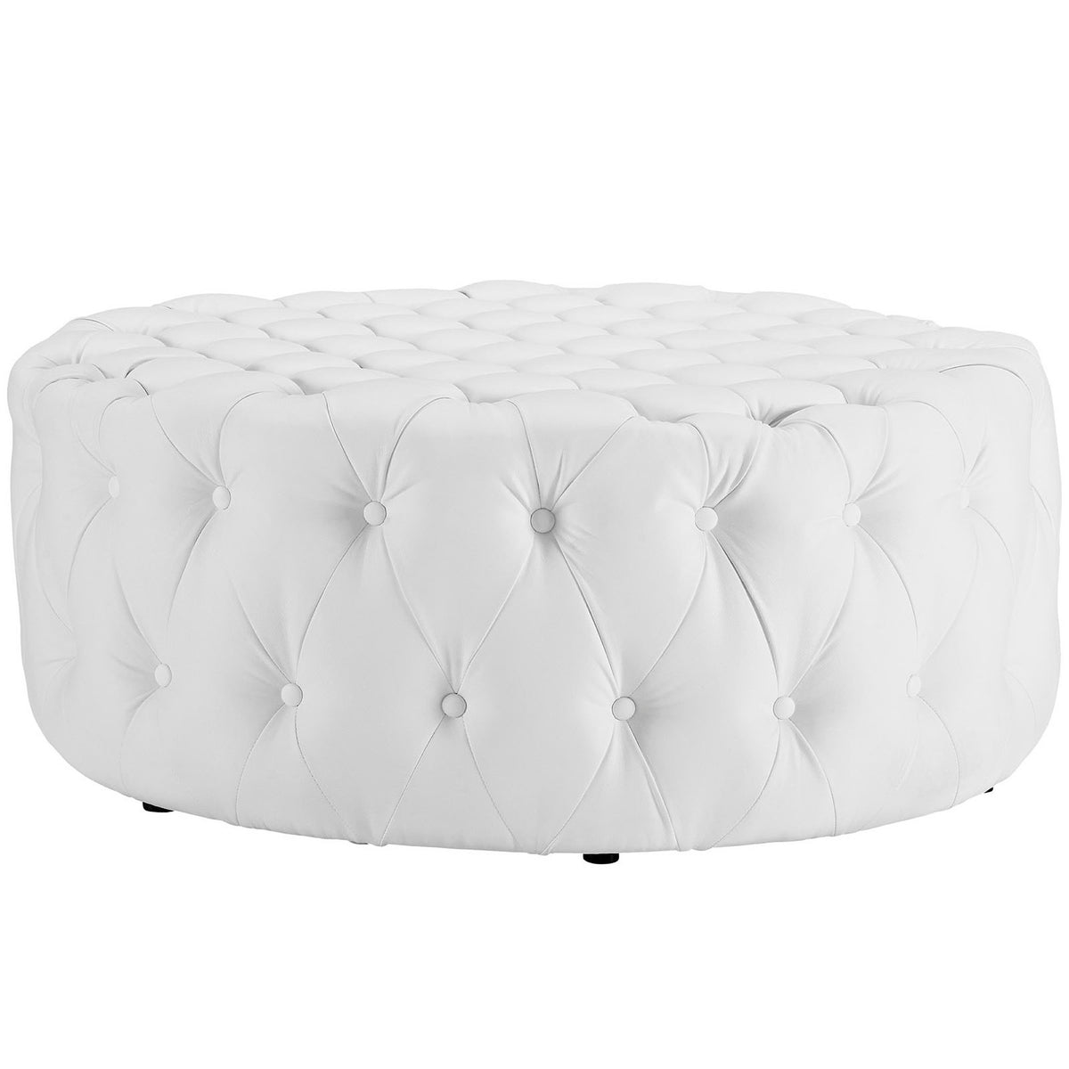 Amour Upholstered Vinyl Ottoman - White