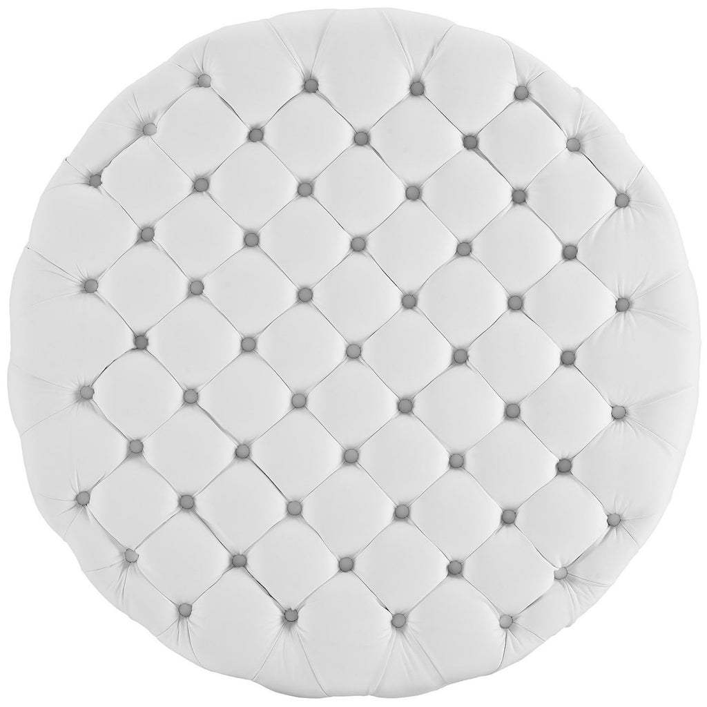 Amour Upholstered Vinyl Ottoman - White