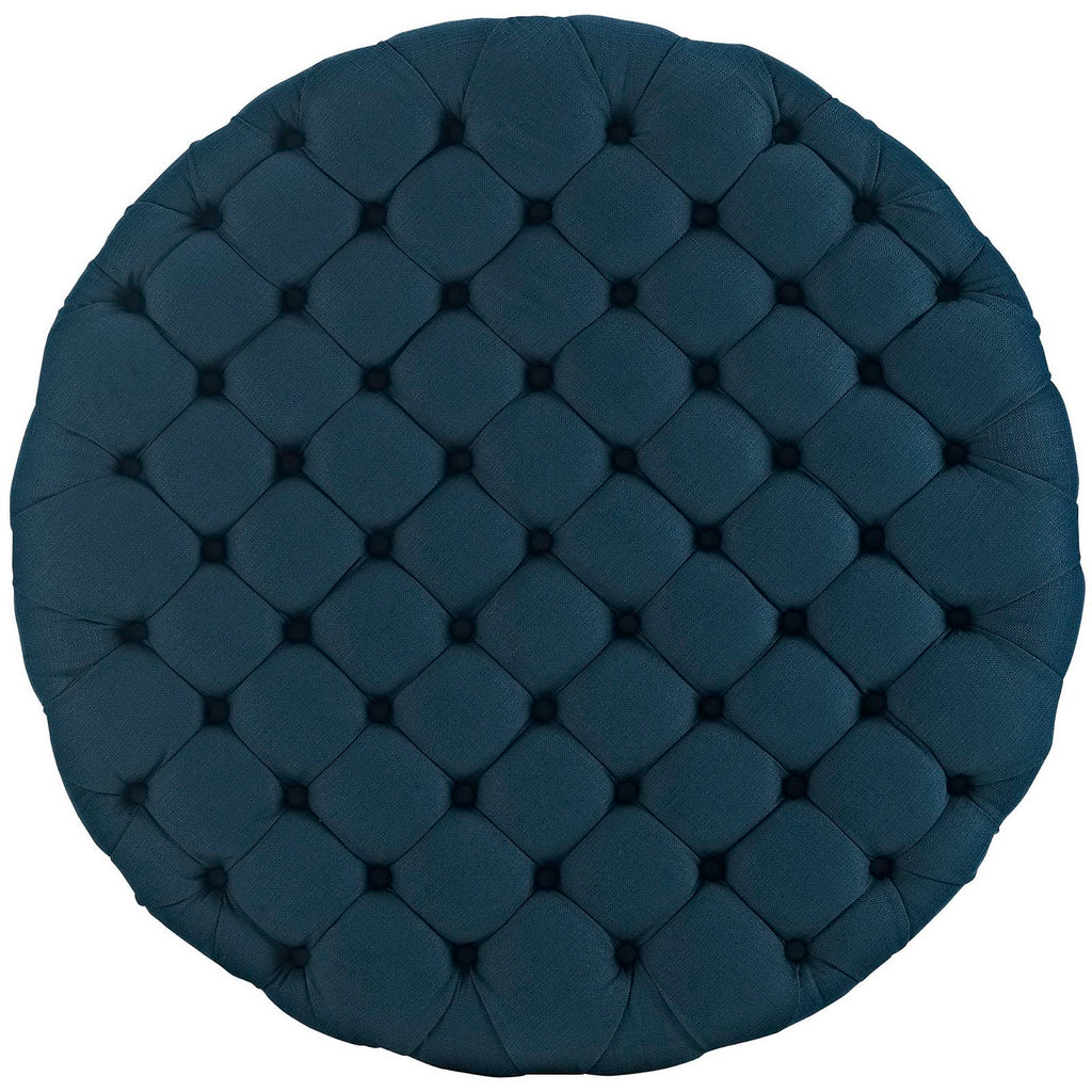 Amour Upholstered Fabric Ottoman - Azure