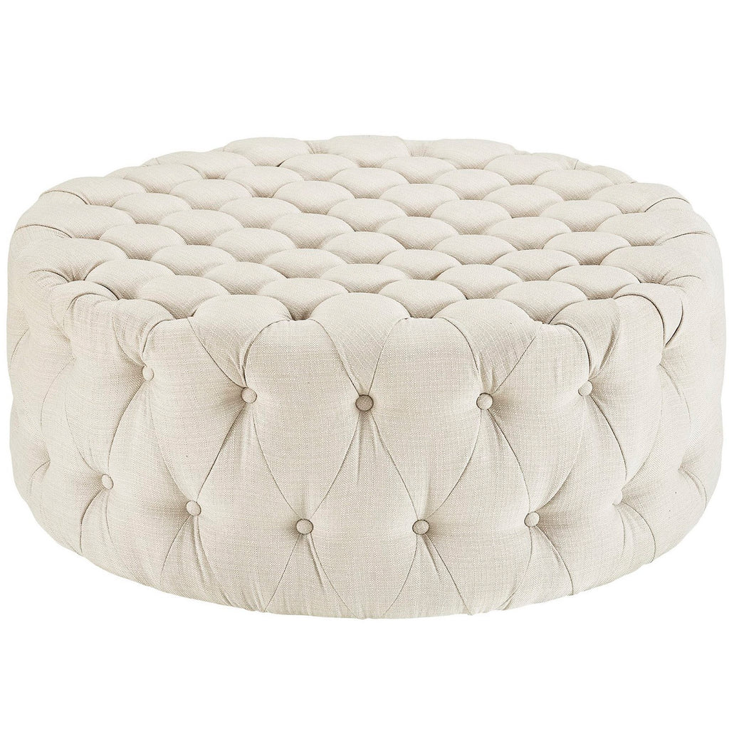 Amour Upholstered Fabric Ottoman - Beige