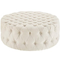 Amour Upholstered Fabric Ottoman - Beige