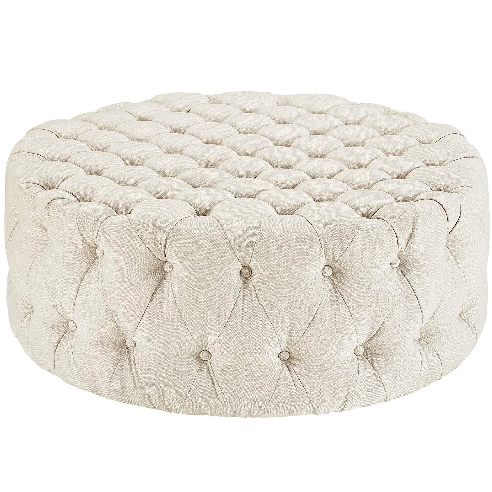 Amour Upholstered Fabric Ottoman - Beige