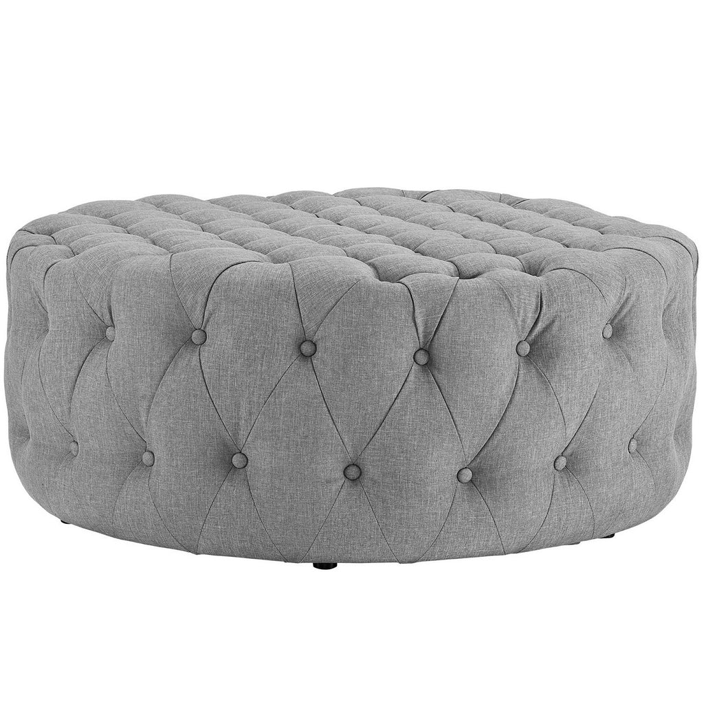 Amour Upholstered Fabric Ottoman - Light Gray