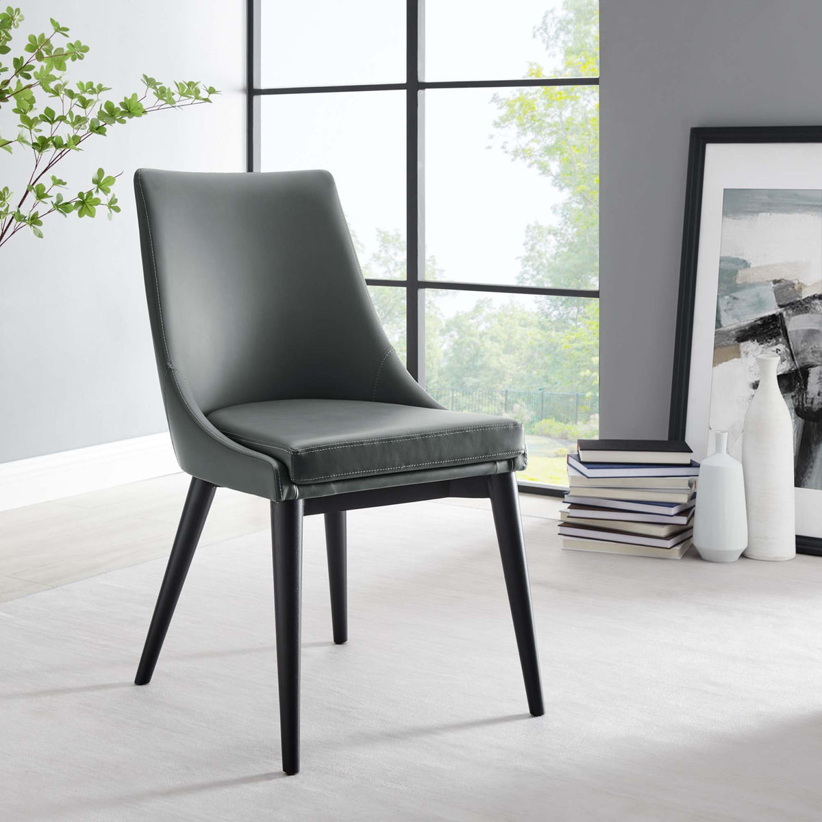 Viscount Vegan Leather Dining Chair - Gray