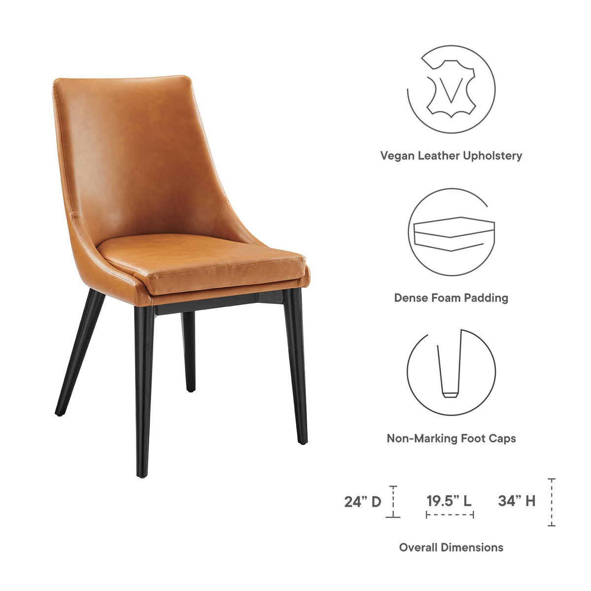 Viscount Vegan Leather Dining Chair - Tan