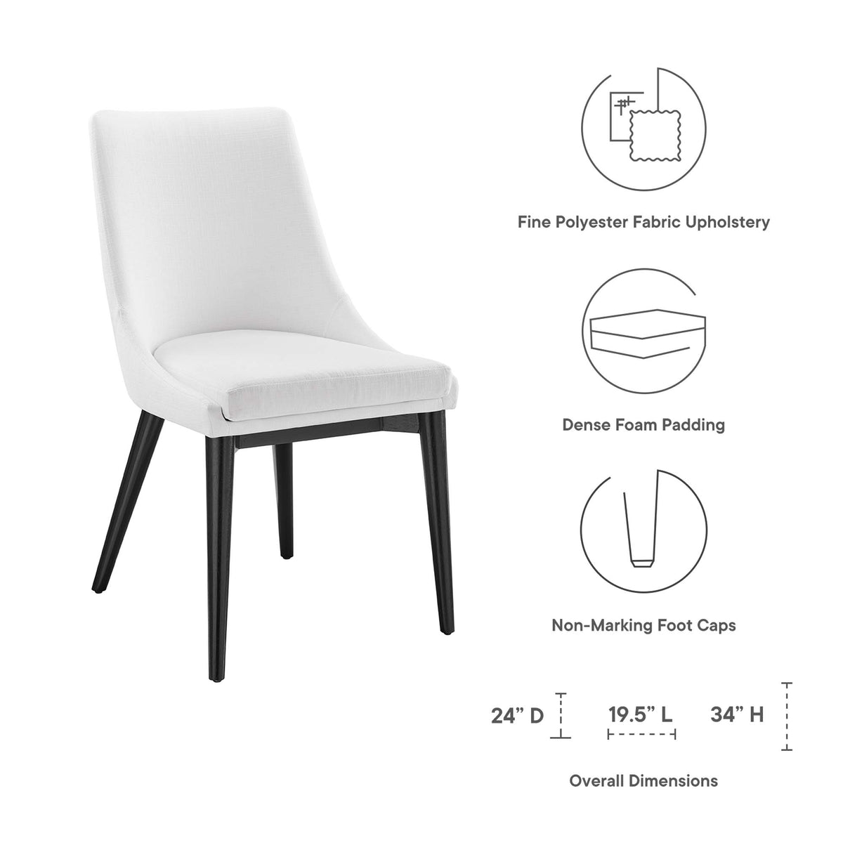 Viscount Fabric Dining Chair - White