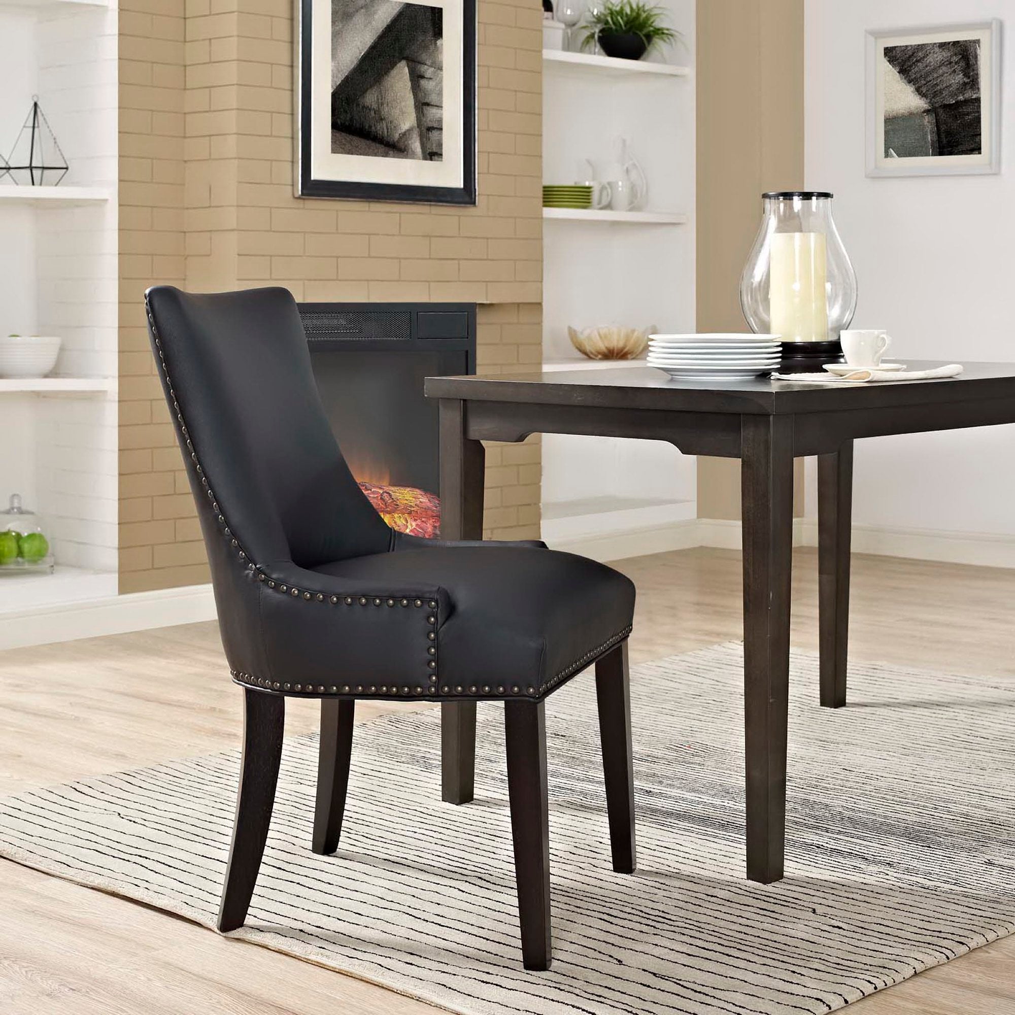 Marquis Vegan Leather Dining Chair - Black
