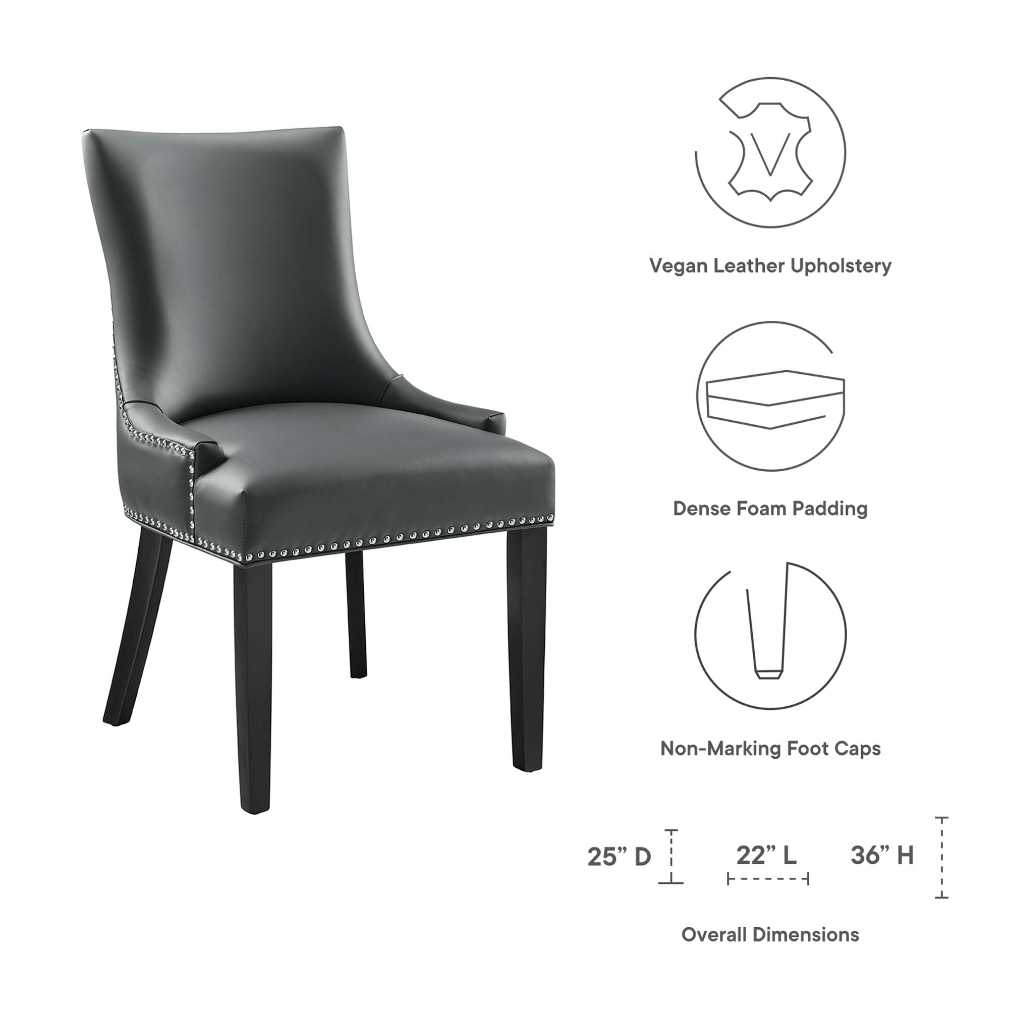 Marquis Vegan Leather Dining Chair - Gray