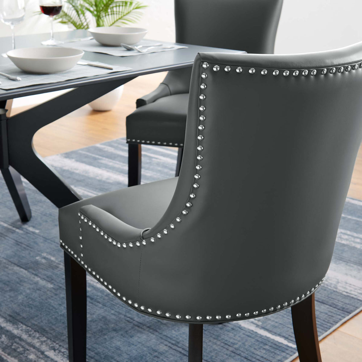 Marquis Vegan Leather Dining Chair - Gray