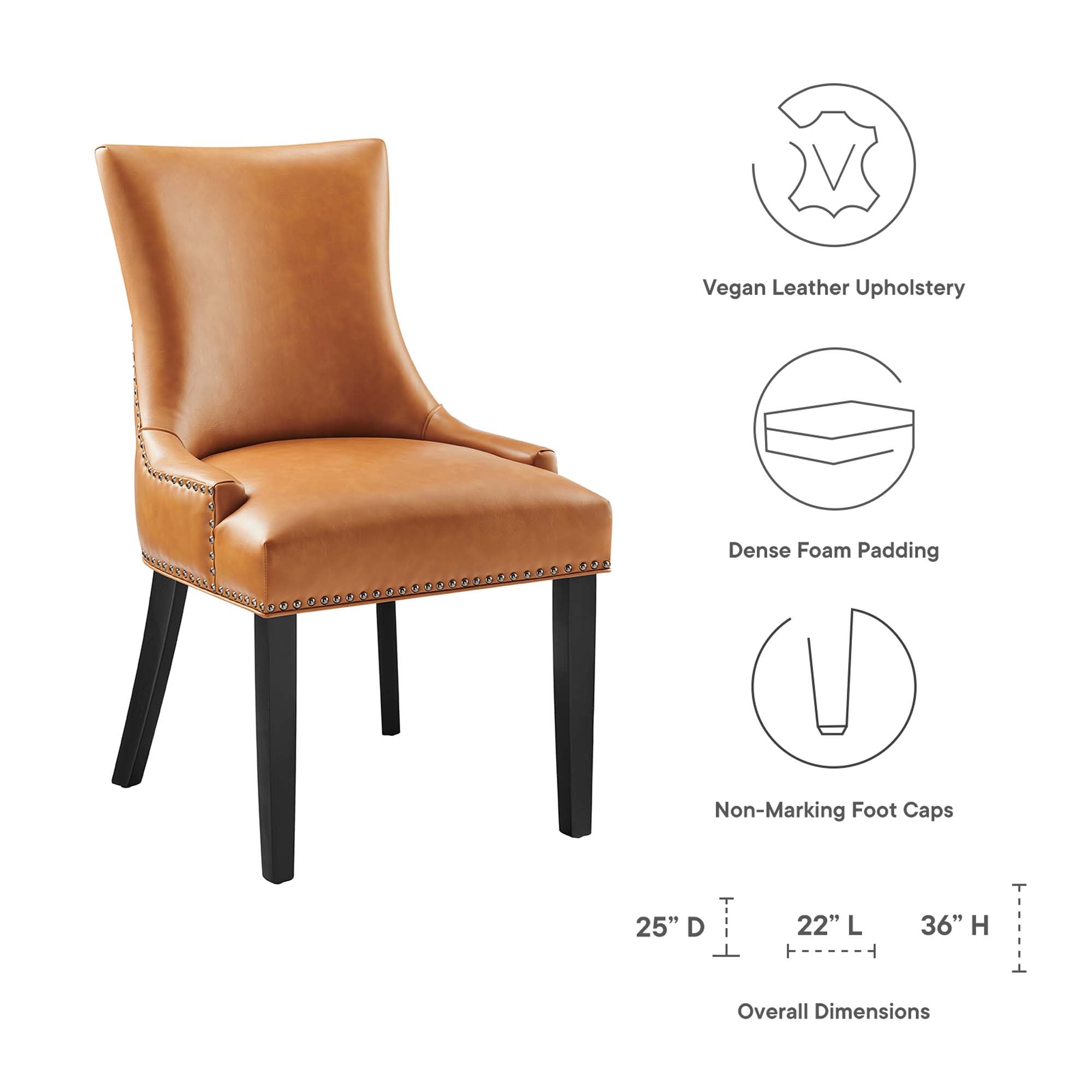 Marquis Vegan Leather Dining Chair - Tan