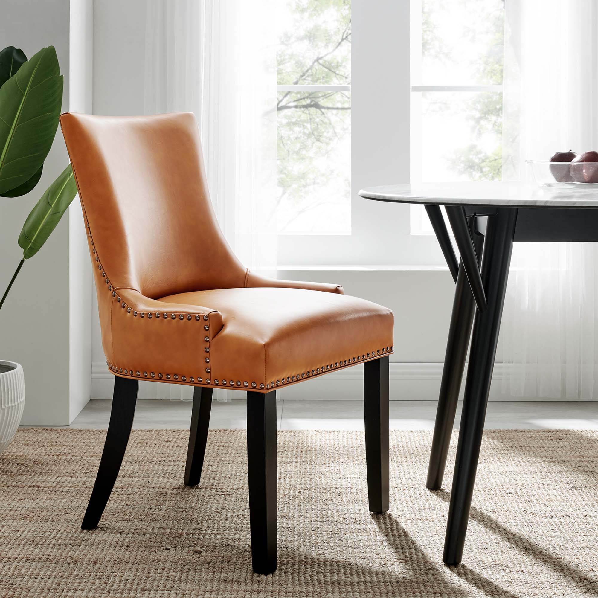 Marquis Vegan Leather Dining Chair - Tan
