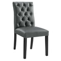 Duchess Button Tufted Vegan Leather Dining Chair - Gray
