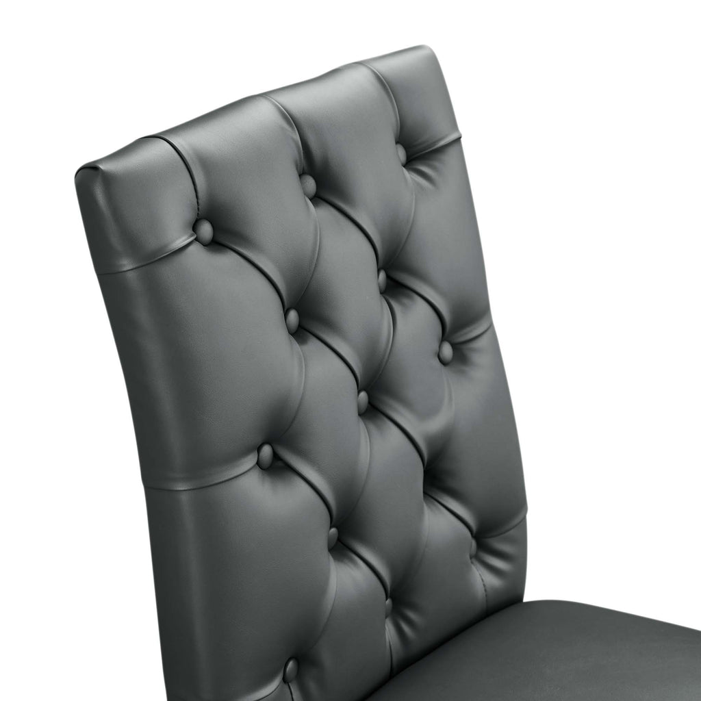 Duchess Button Tufted Vegan Leather Dining Chair - Gray