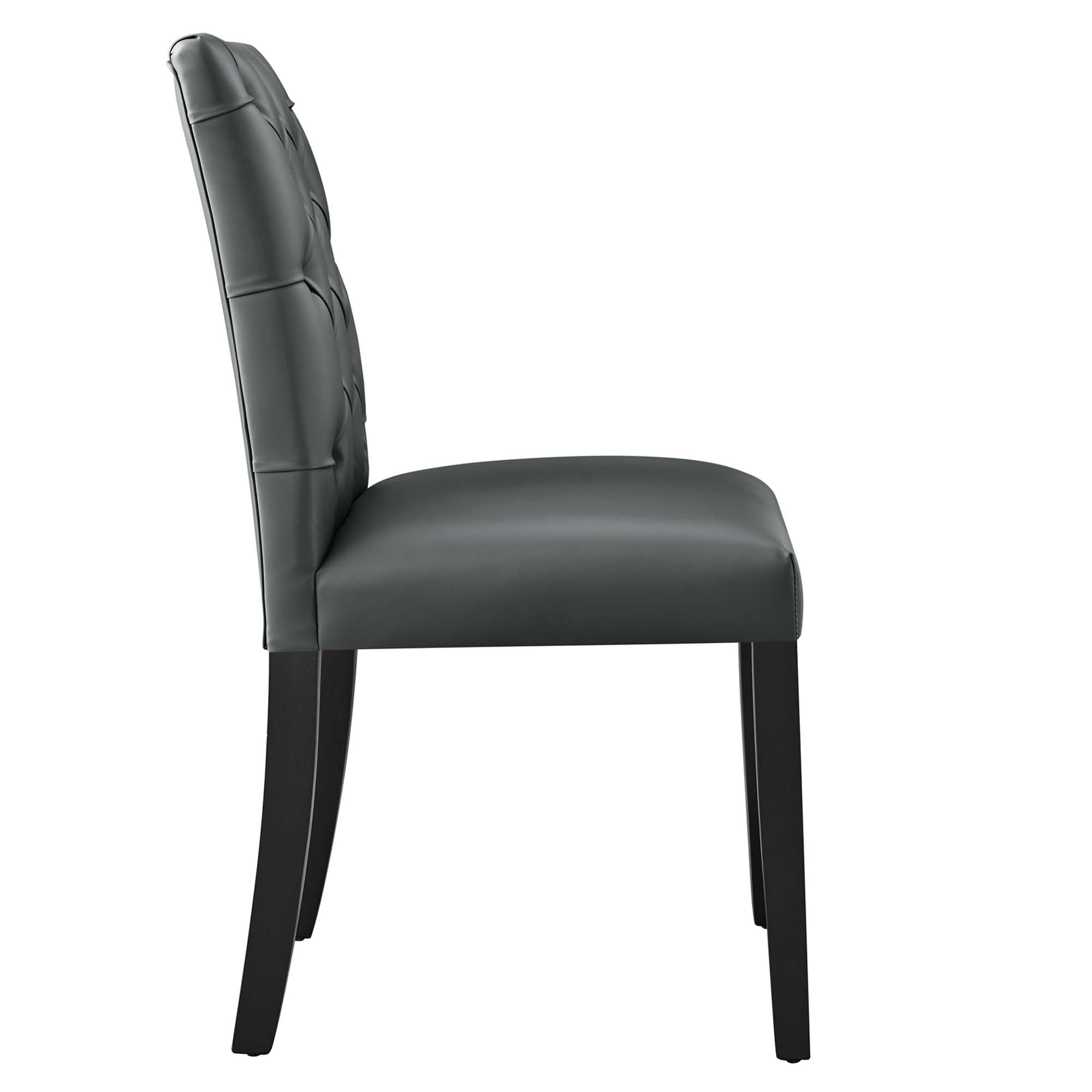 Duchess Button Tufted Vegan Leather Dining Chair - Gray