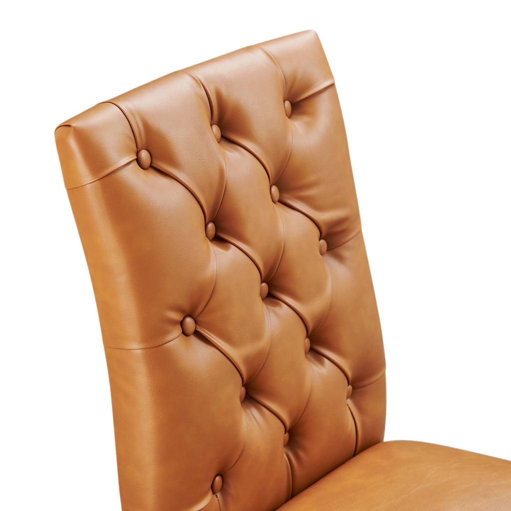 Duchess Button Tufted Vegan Leather Dining Chair - Tan
