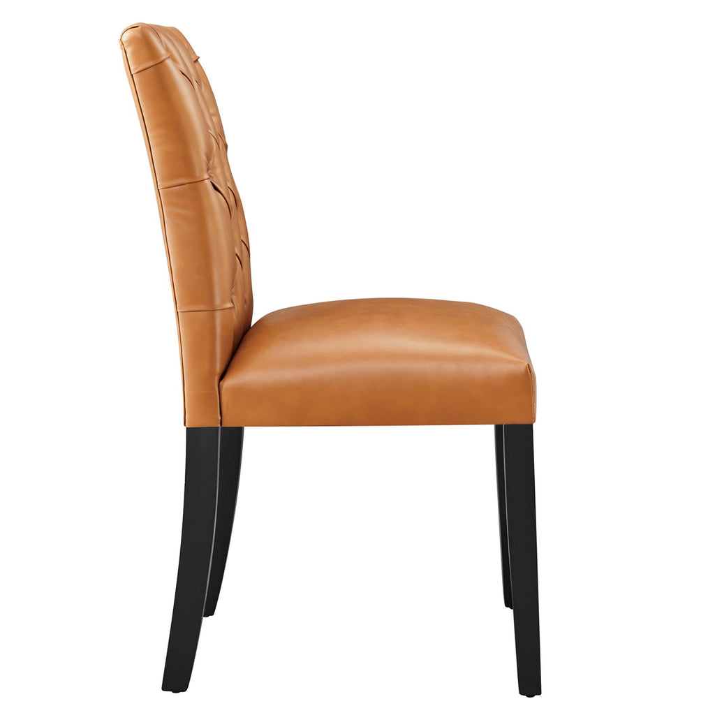 Duchess Button Tufted Vegan Leather Dining Chair - Tan
