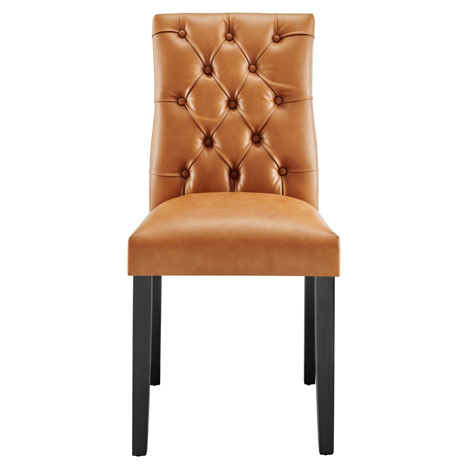 Duchess Button Tufted Vegan Leather Dining Chair - Tan