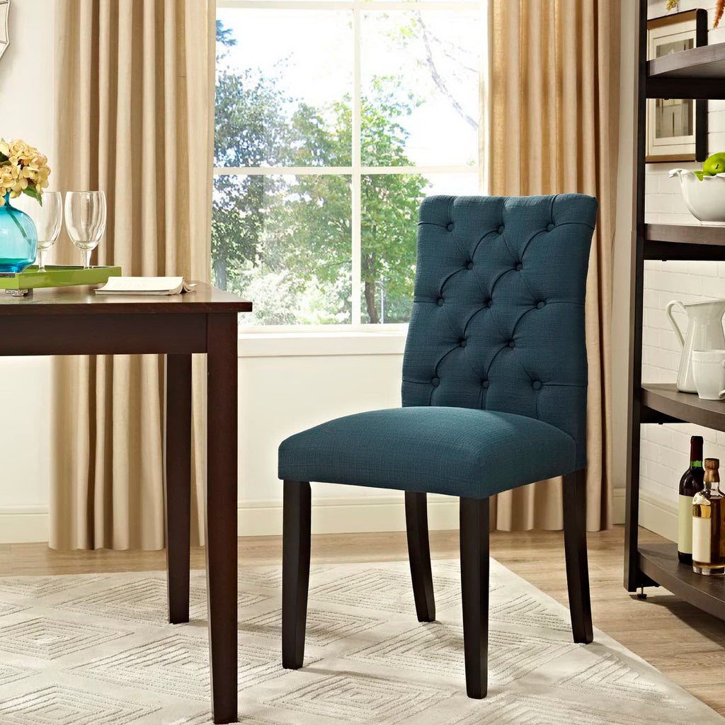 Duchess Button Tufted Fabric Dining Chair - Azure
