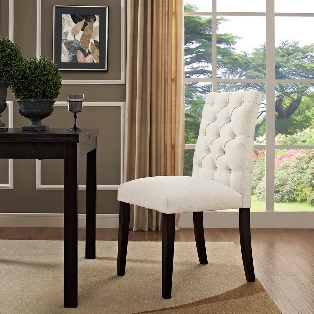 Duchess Button Tufted Fabric Dining Chair - Beige