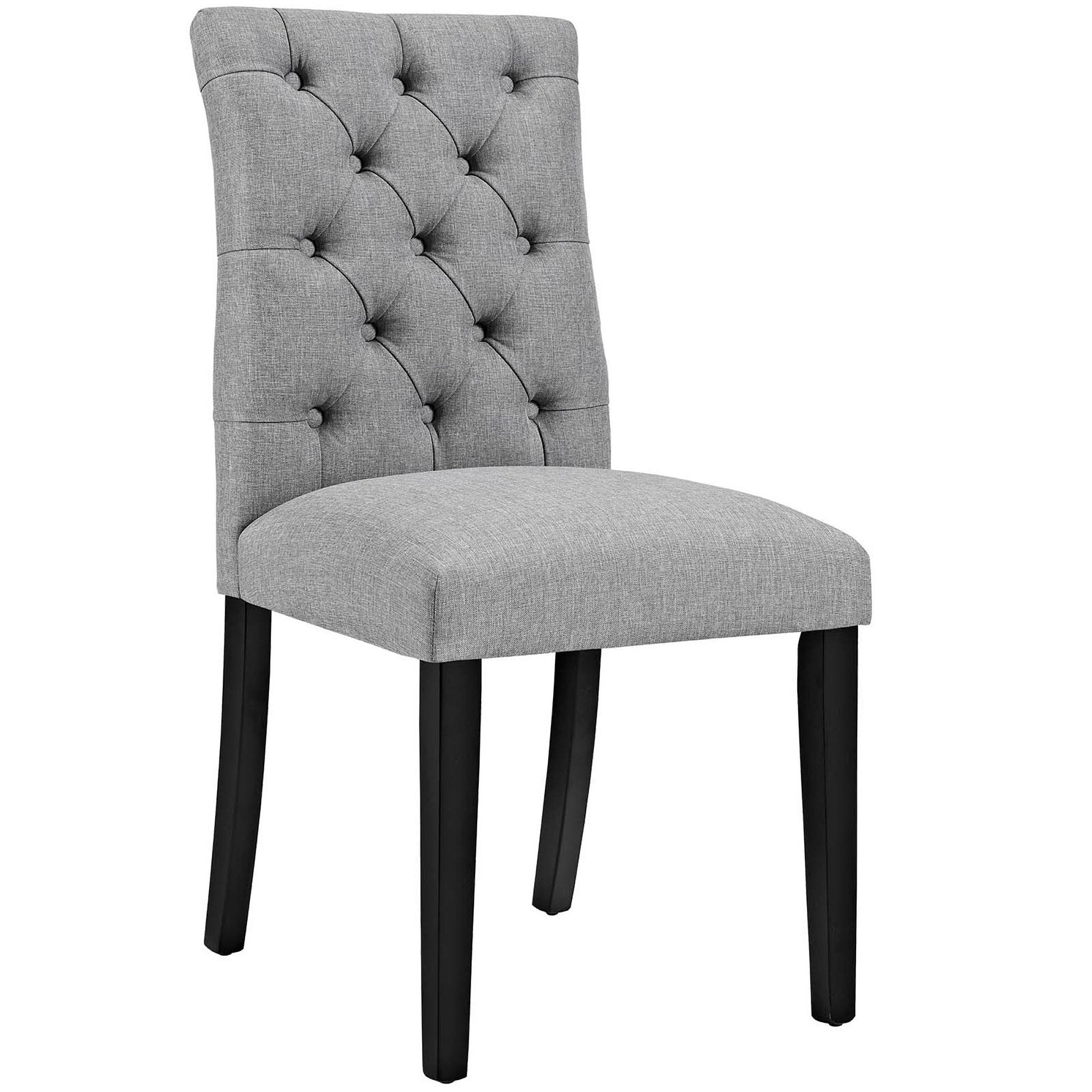 Duchess Button Tufted Fabric Dining Chair - Light Gray