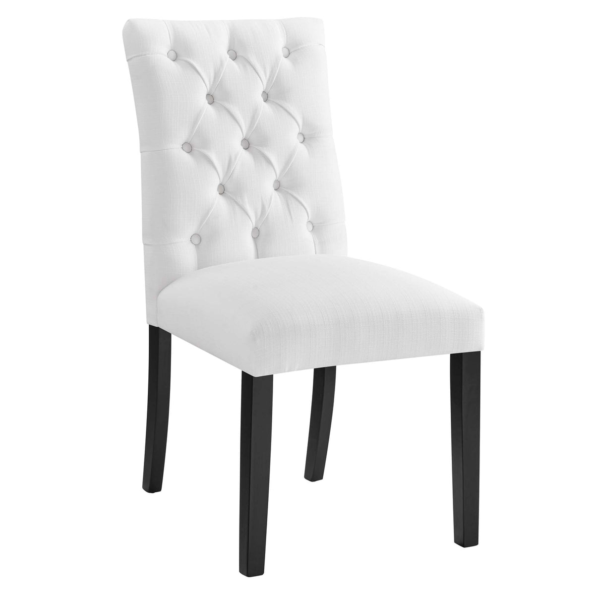 Duchess Button Tufted Fabric Dining Chair - White