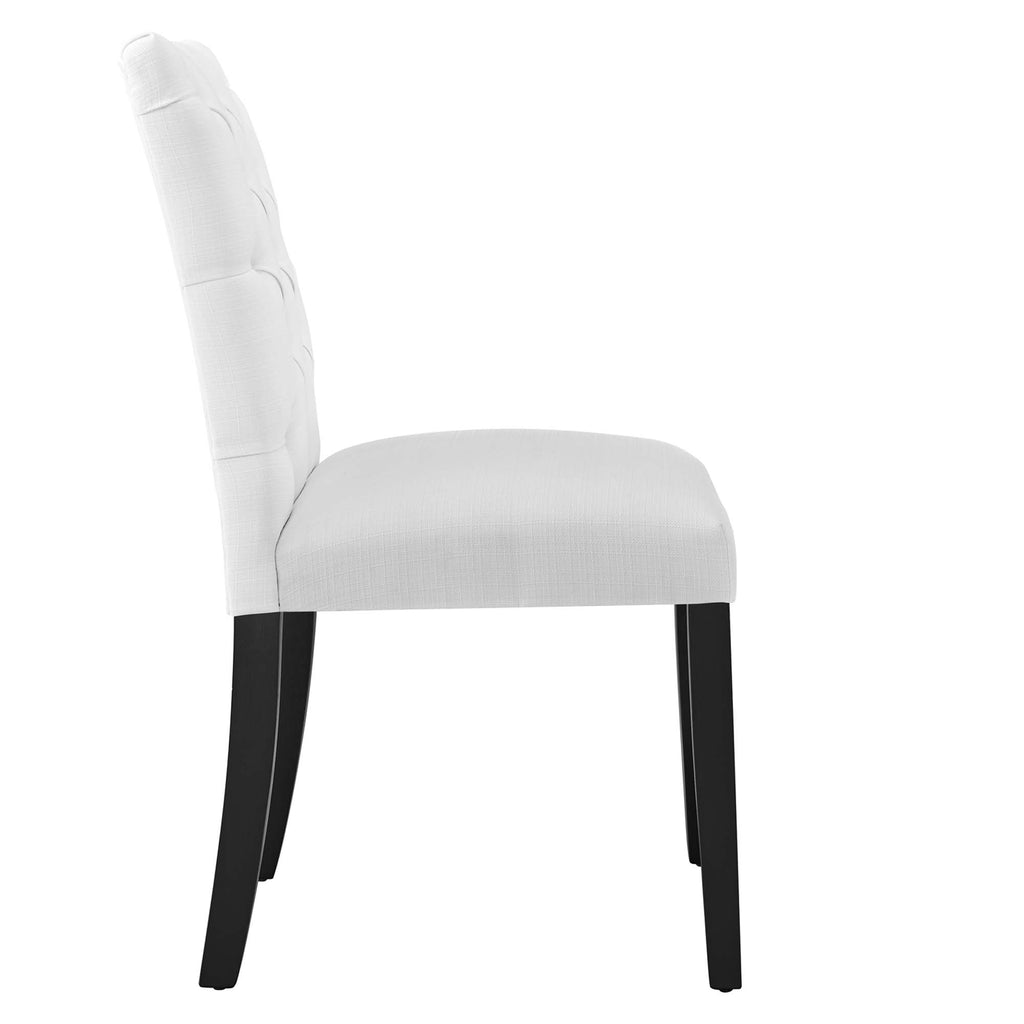 Duchess Button Tufted Fabric Dining Chair - White