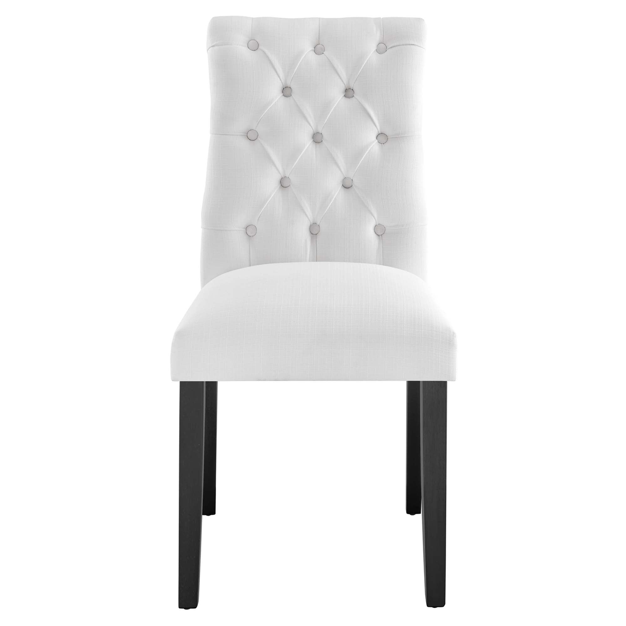 Duchess Button Tufted Fabric Dining Chair - White