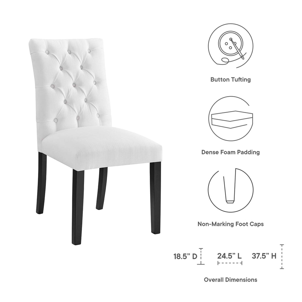 Duchess Button Tufted Fabric Dining Chair - White