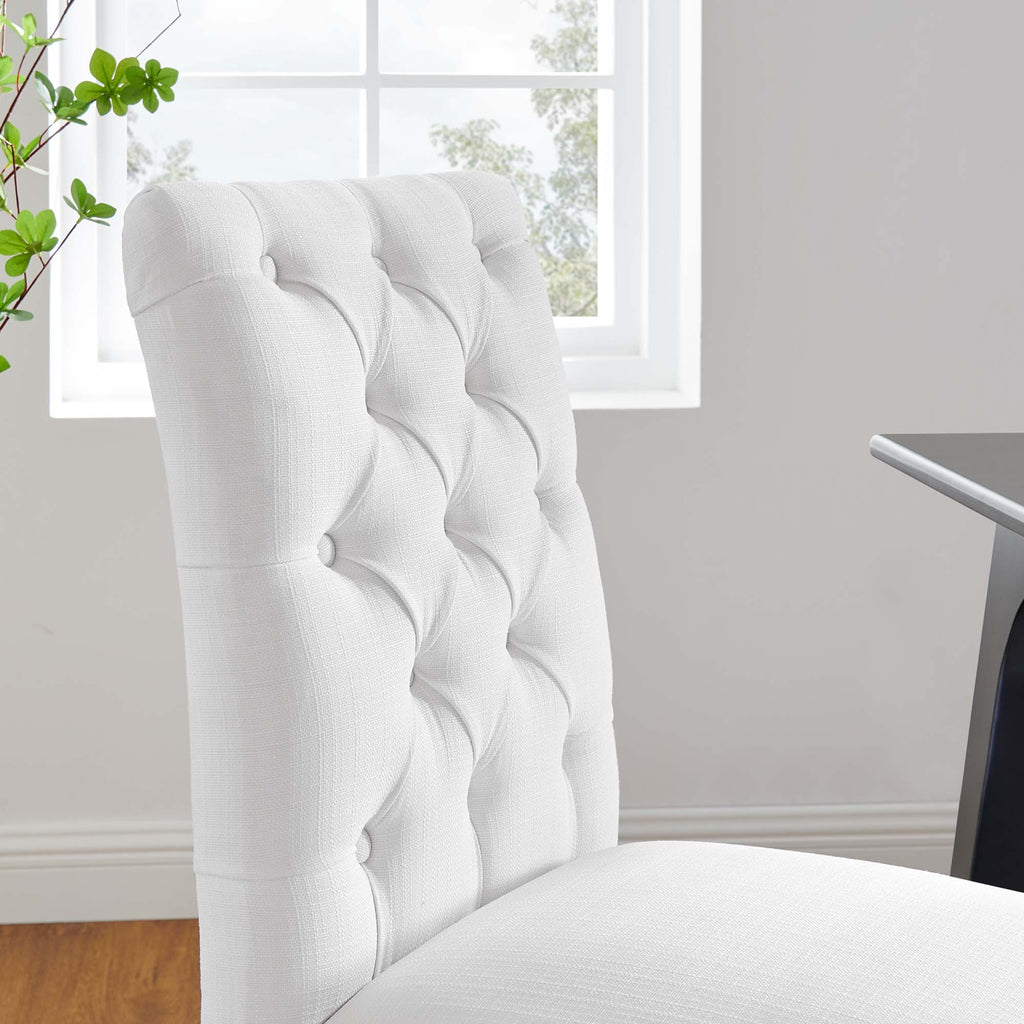 Duchess Button Tufted Fabric Dining Chair - White