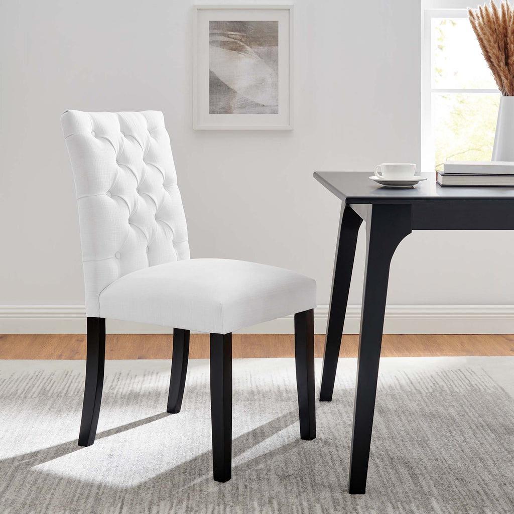 Duchess Button Tufted Fabric Dining Chair - White