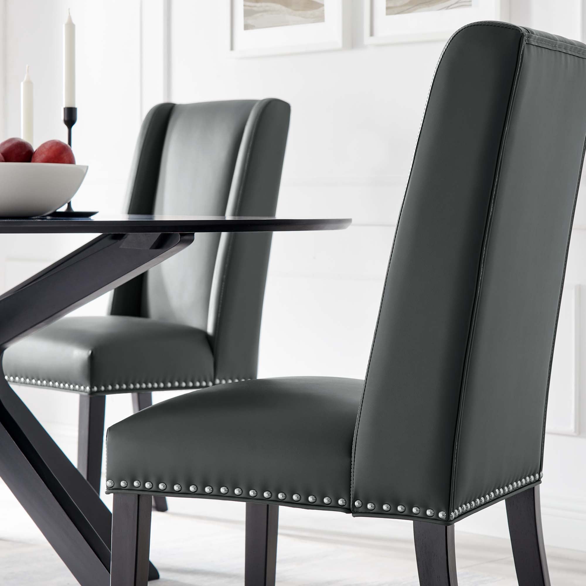 Baron Vegan Leather Dining Chair - Gray