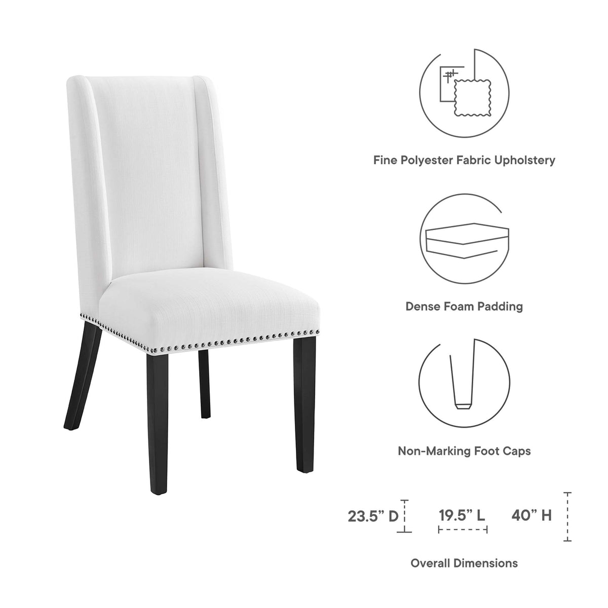 Baron Fabric Dining Chair - White